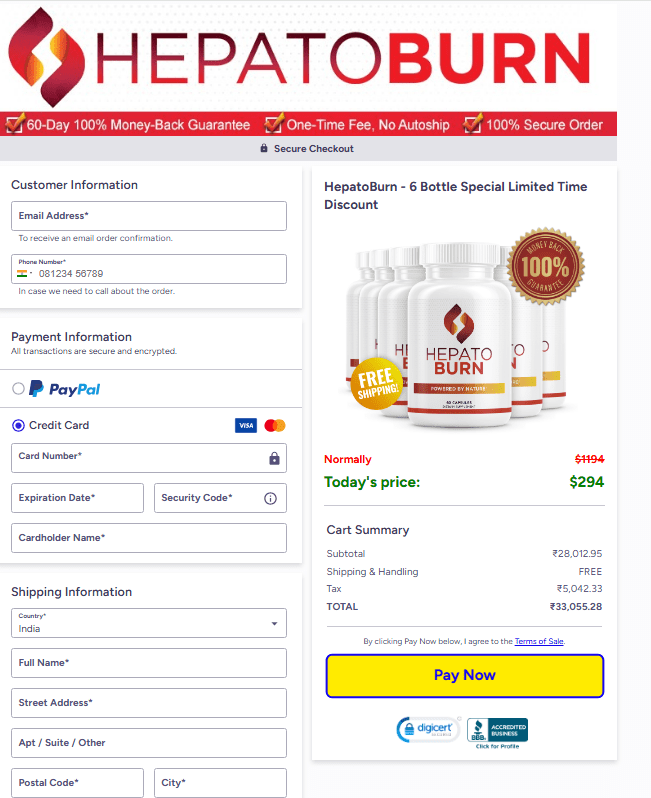 Hepatoburn order page